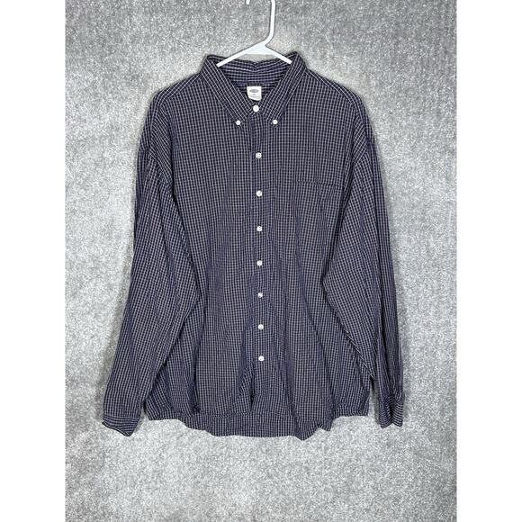 Old Navy Shirt Mens Size XXL Blue‎ Red Plaid Long Sleeve Button Down Pocket - Picture 1 of 6